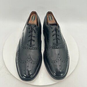 Toscana by Global Super Prime Men US 9.5 Black Leather Wingtip Oxford Shoes